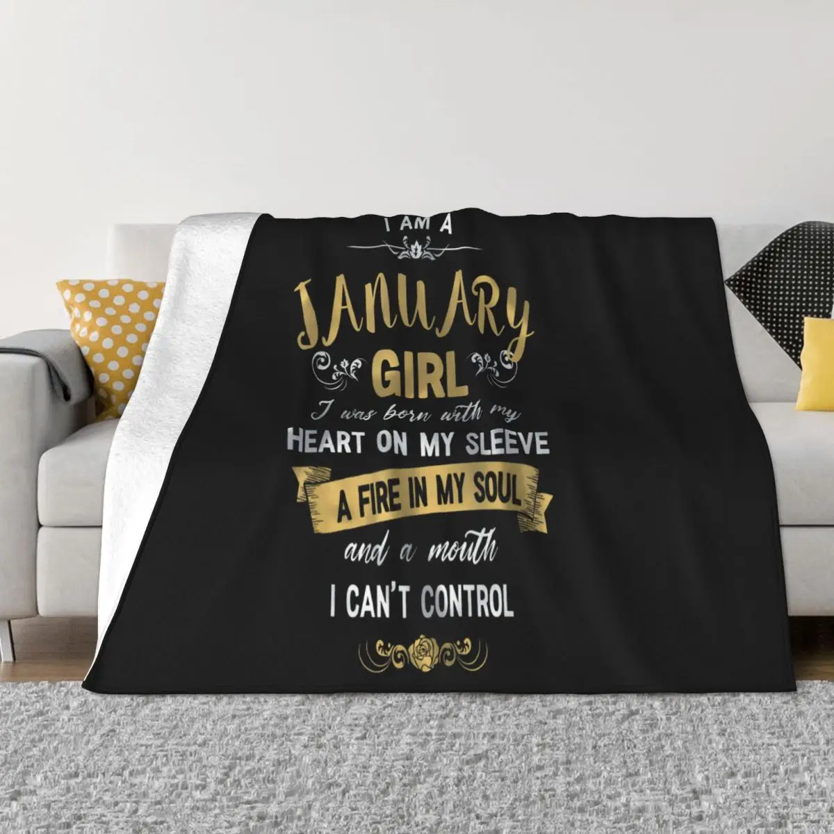 I Am A January Girl Womens Birthday Gifts Western Style Basic Family Goth Unisex Adult Retro Throw Blanket