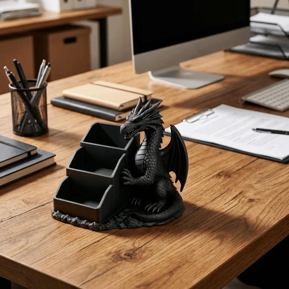 Jewelry Storage Organizer 3D Printed Dragon Storage Tray Unique Plastic Desktop Storage Box Realistic Pen Holder Bookshelf