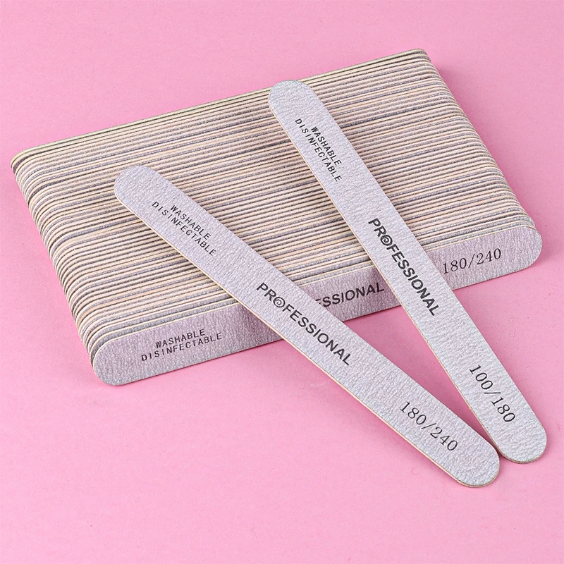 10/20Pcs Wooden Nail Files for Manicure Grey Thick Straight Wood Buffer 100/180 Grit Professional Pedicure Nail  Polisher File