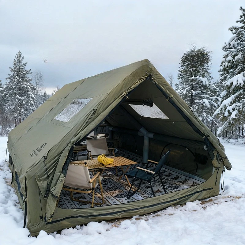 Outdoor Camping Air Tent Portable Folding Large Space Rainproof Breathable Inflatable Tent Family Overnight Camping Supplies