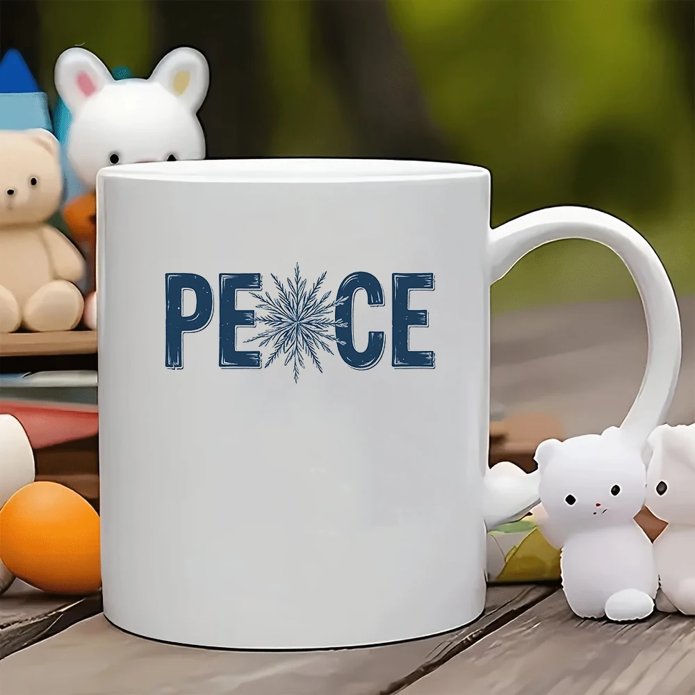 

11oz Vintage Hand-painted Mugs Christmas Gift Edition - Peace Sticker Creative Kids Cup Home Office Coffee Mugs