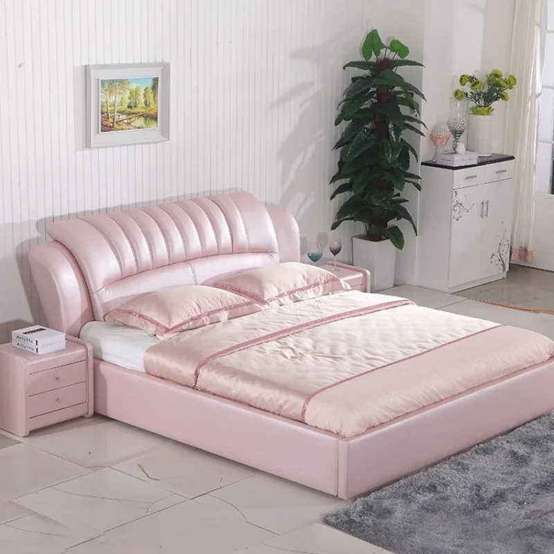 Royal Luxury Kids Double Bed Nordic High End Headboard King Size Double Bed Girl Boys Letti Matrimoniali Bedroom Furniture