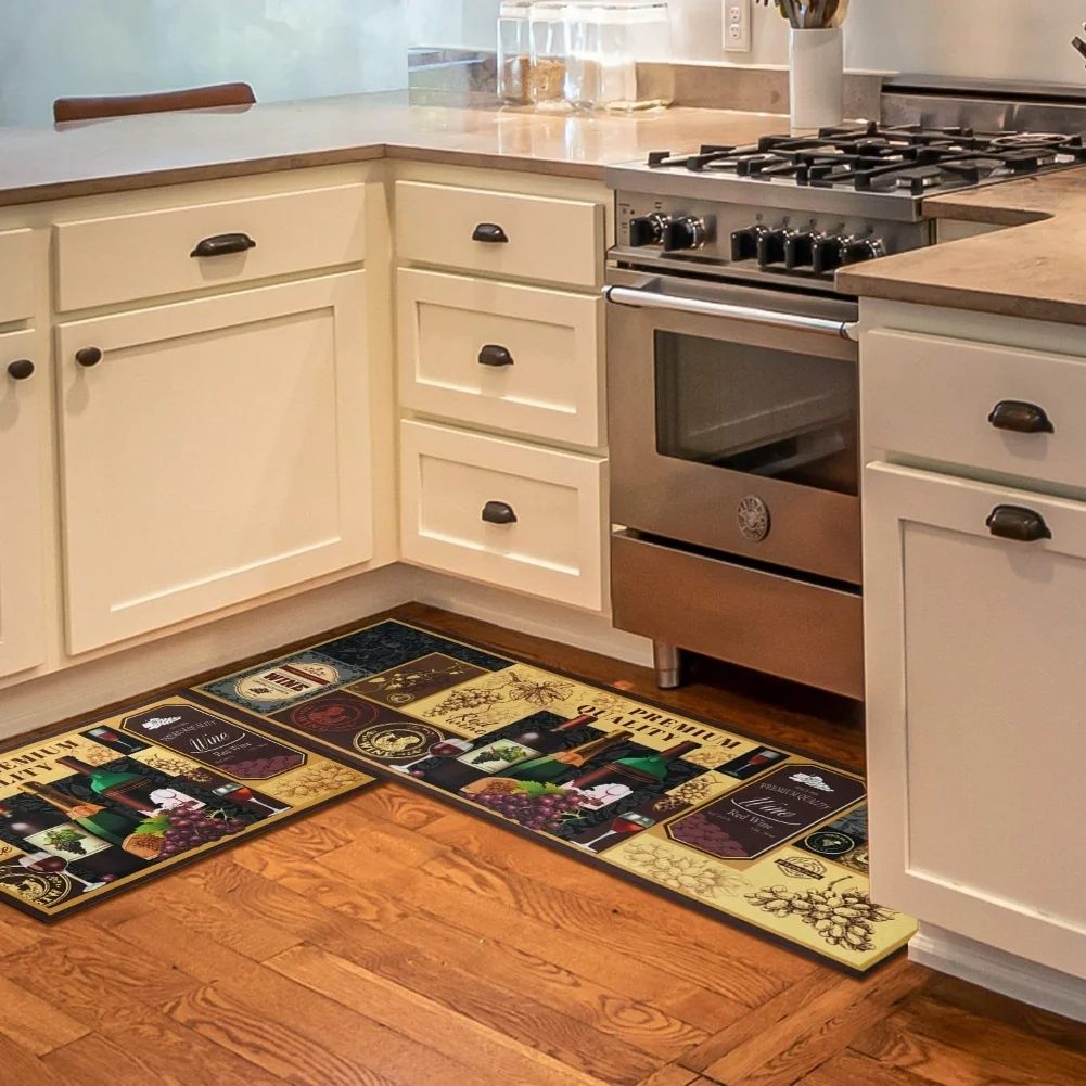 Набор кухонных напольных ковриков с кофейной тематикой: набор кухонных напольных ковриков: нескользящий, легко чистится и стильный! Украшения для домашнего напольного ковра