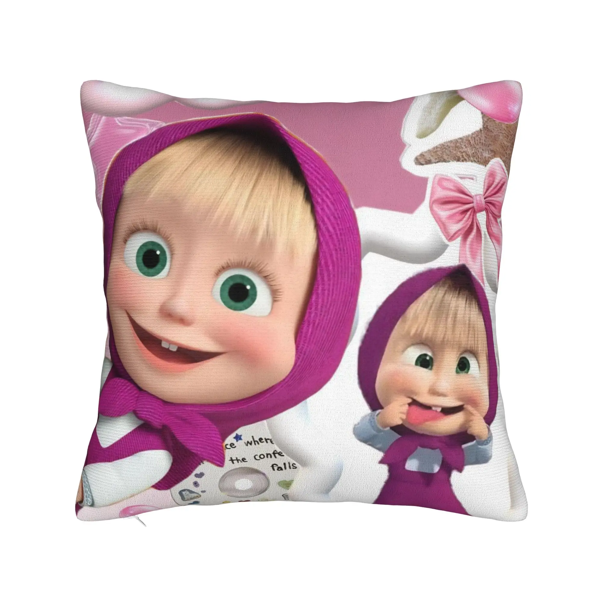 Cute Cartoon M-Masha and Bear Pillowcase Double-sided Printing Cushion Cover Decor  Pillow Case Cover Home Zippered 40X40cm