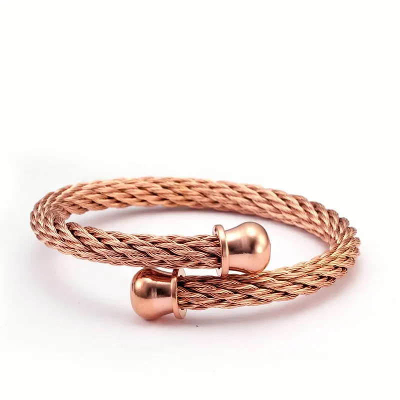 Gold Plated Stainless Steel Braided Open Cuff Fashion Bracelets Trendy Men Male Chain Link Sporty Wristband Jewelry Gift