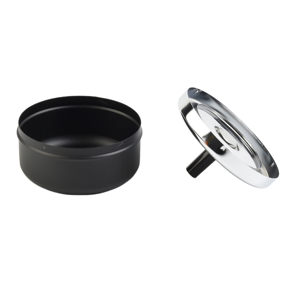 Round Rotary Ashtray Large Metal Rotating Ashtray Black Chrome 14cm Diameter Cigarette Tray Desktop Decor For Home Office Car