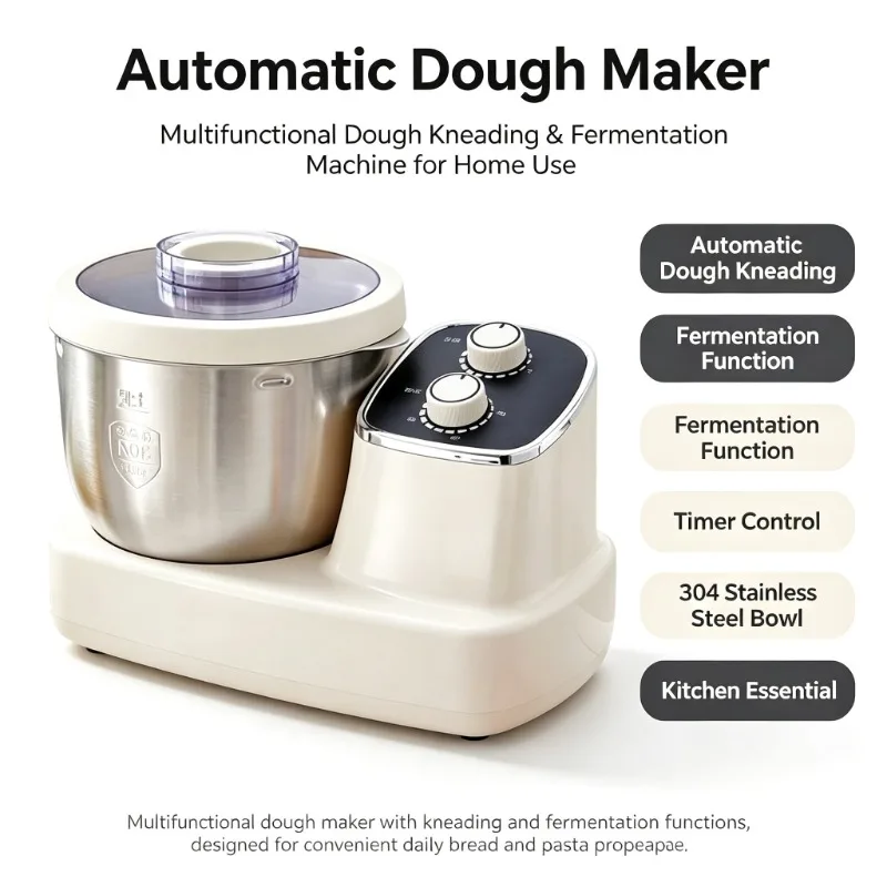 2-in-1 Automatic Dough Mixer EU Plug Fermentation Function Multifunctional Household Flour Kneader