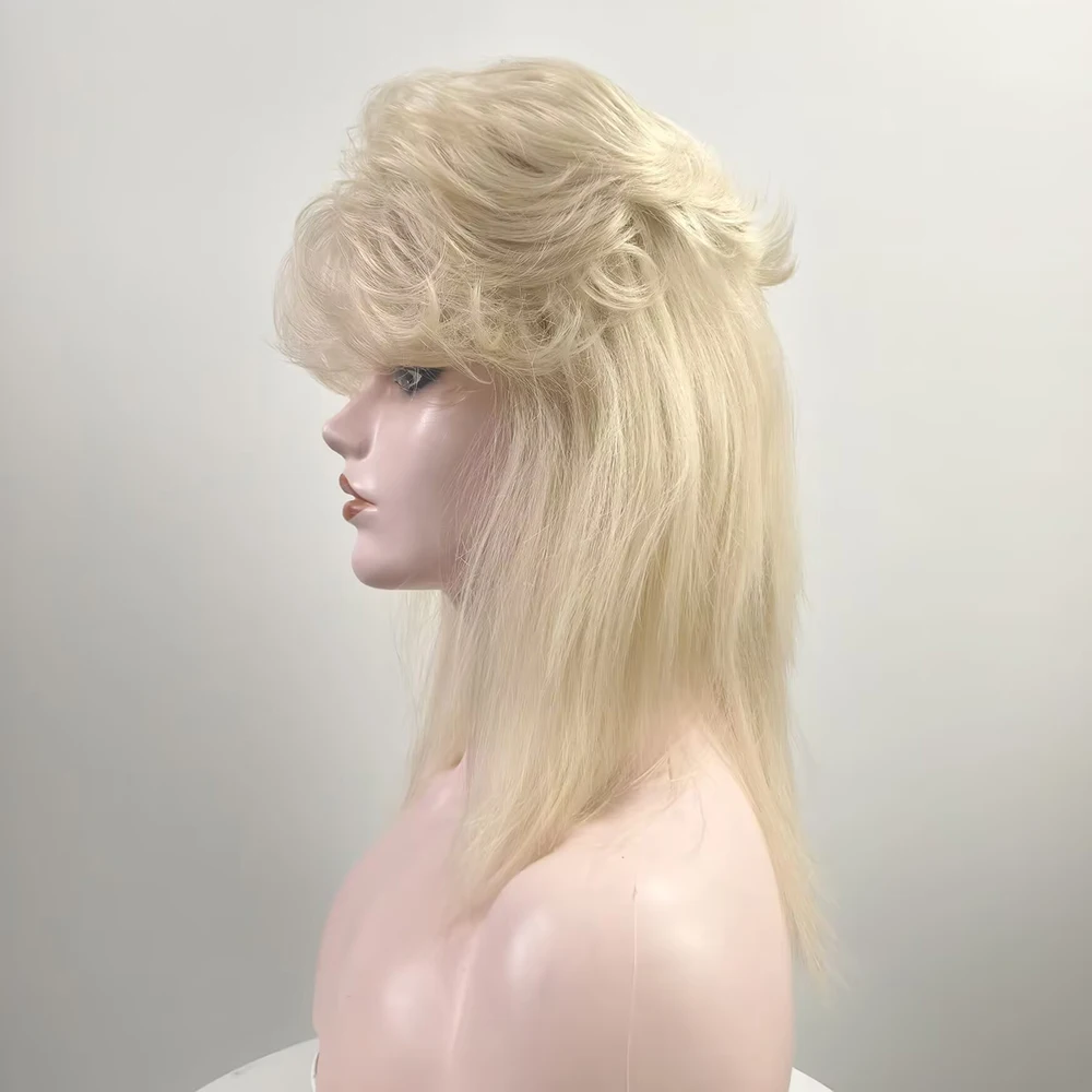 HAIRJOY Women Synthetic Hair Blonde Curly Mullet Wigs 70S 80s Punk Rock Rockstar Wig Costume Wig Rocker Cosplay Halloween Wig