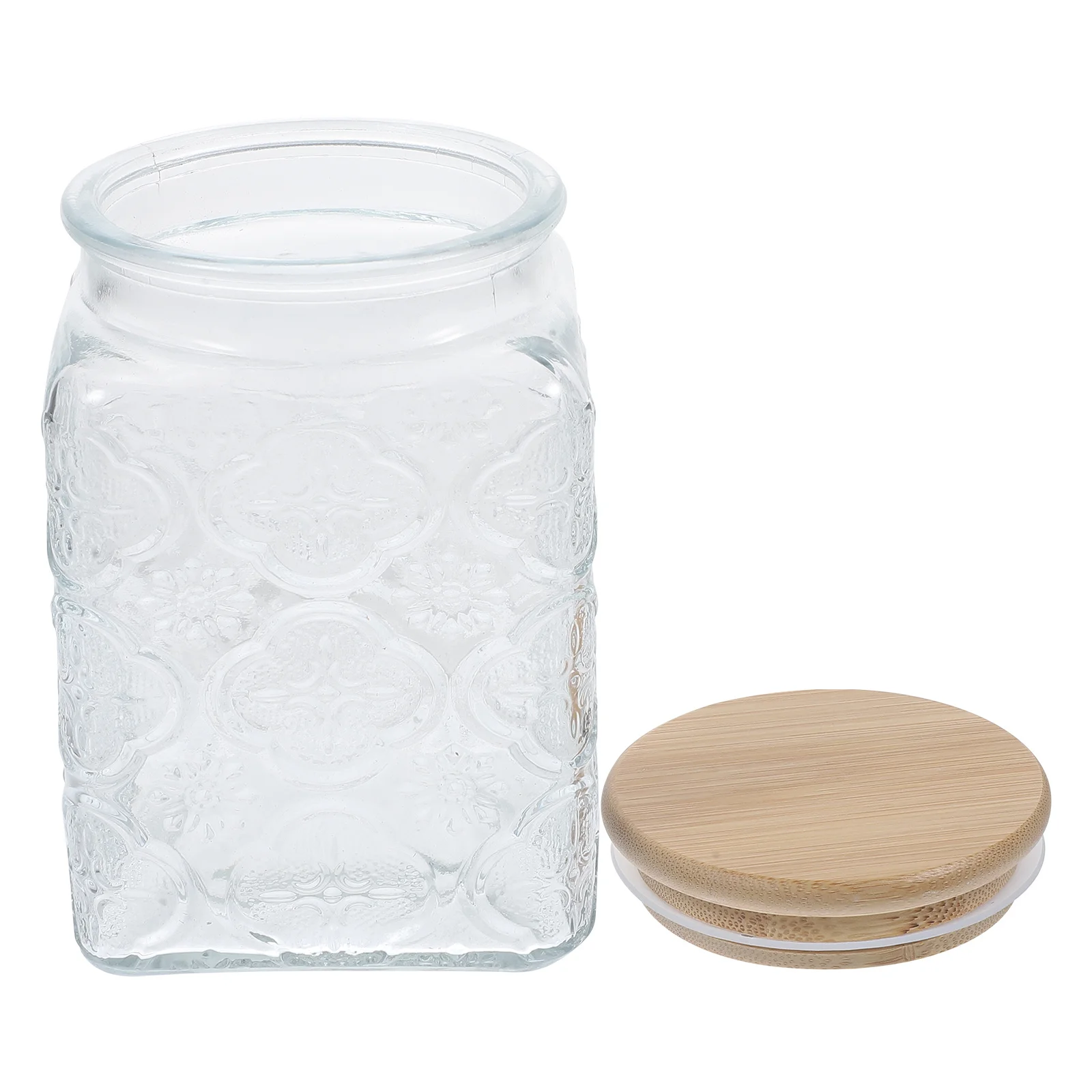 

3Pcs Glass Tea Canister Bamboo Lid Airtight Jar for Coffee Beans Grain Container Kitchen Storage Glass Sealed Jar