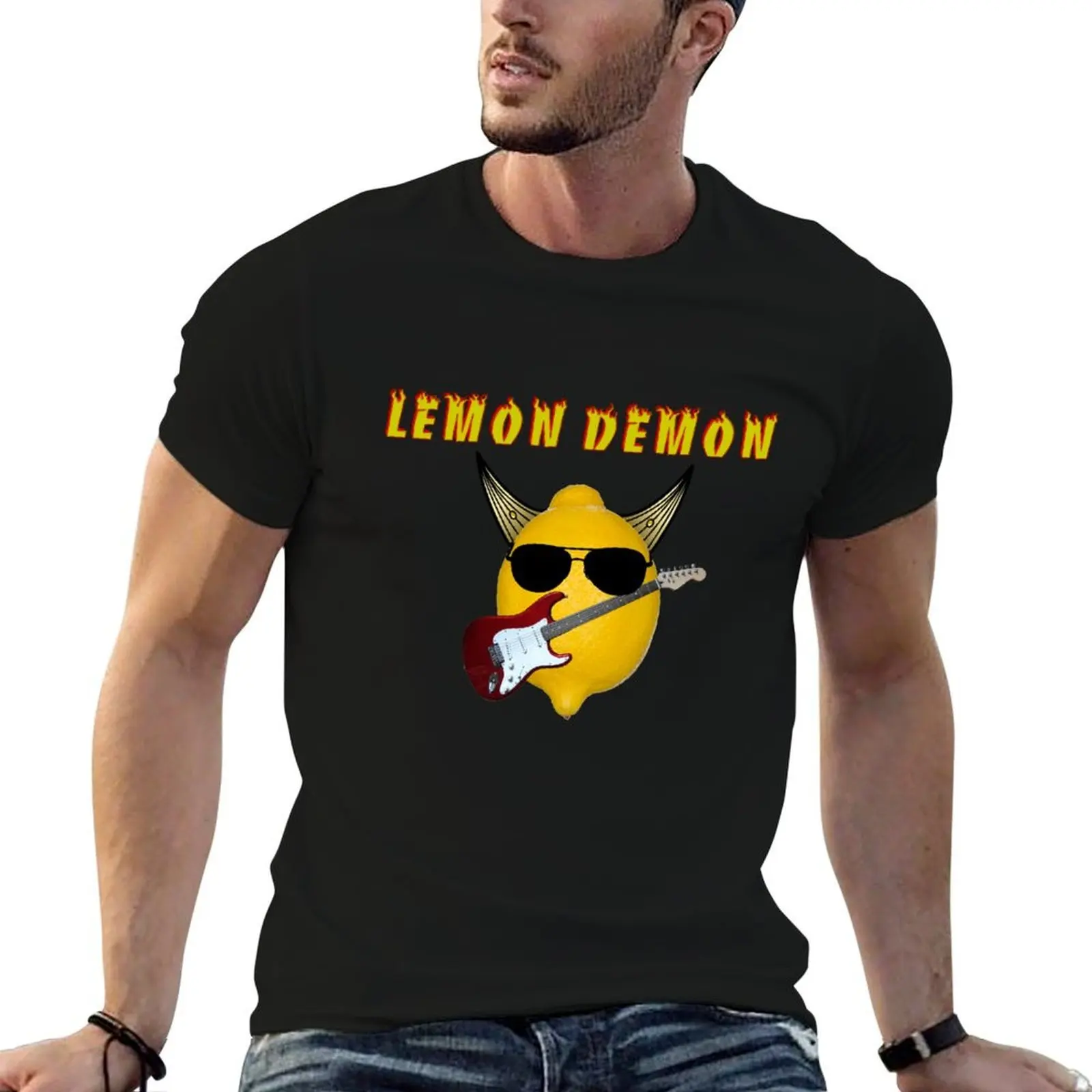 Yellow Lemon Demon - Cool and Quirky Illustration of Lemon with Glasses and Guitar - Perfect for Music and Fruit Lovers T-Shirt