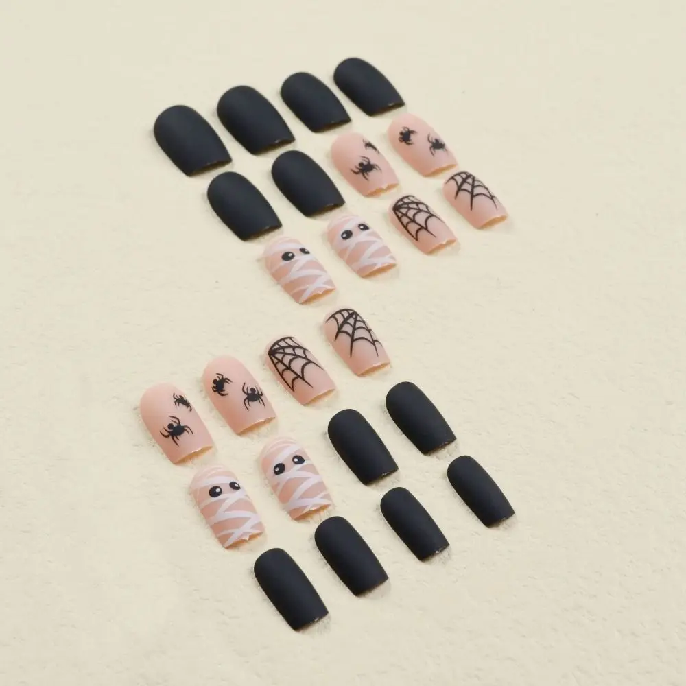 Manicure Halloween False Nails French Funny Pumpkins Press on Nails Detachable Cartoon Nail Tips Women