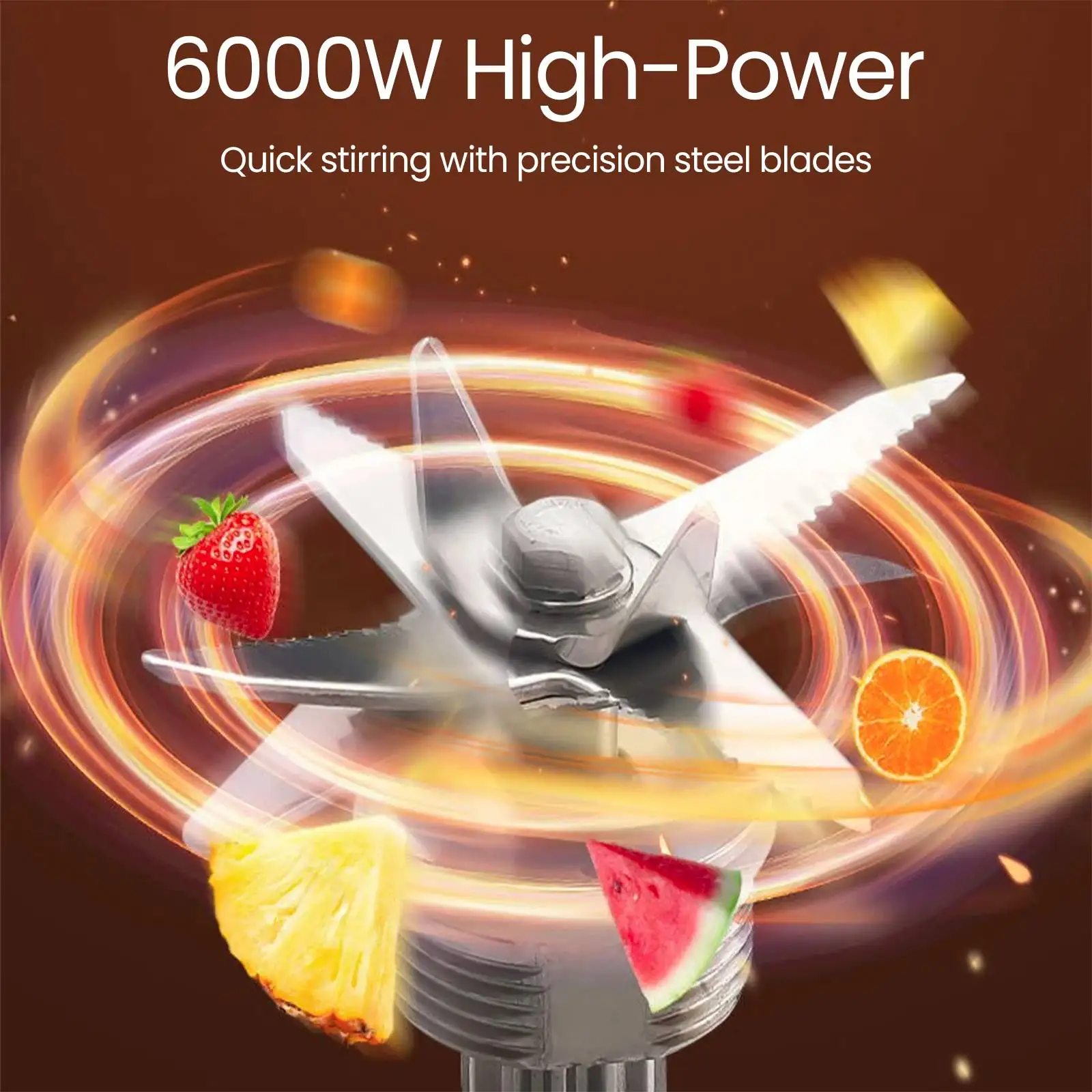 Potente licuadora de 6000 W, procesador de alimentos multifuncional de 2,5 L, máquina para preparar batidos, trituradora de hielo, molinillo de frutos secos, mezcladora de frutas y verduras, licuadora para zumos, máquina para preparar batidos de leche, ideal para el hogar y la cocina.