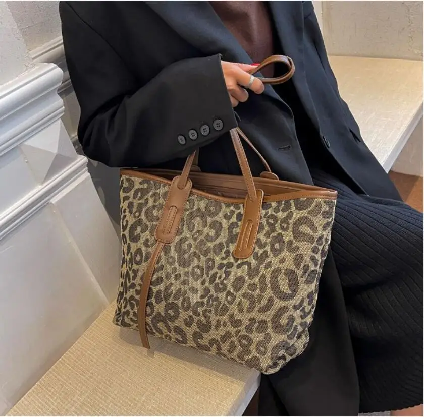 Large Capacity PU Tote Bags Premium Leopard Print bag For Women Work Commuting Carrying Bag Shoulder Bag  Shopping Bag