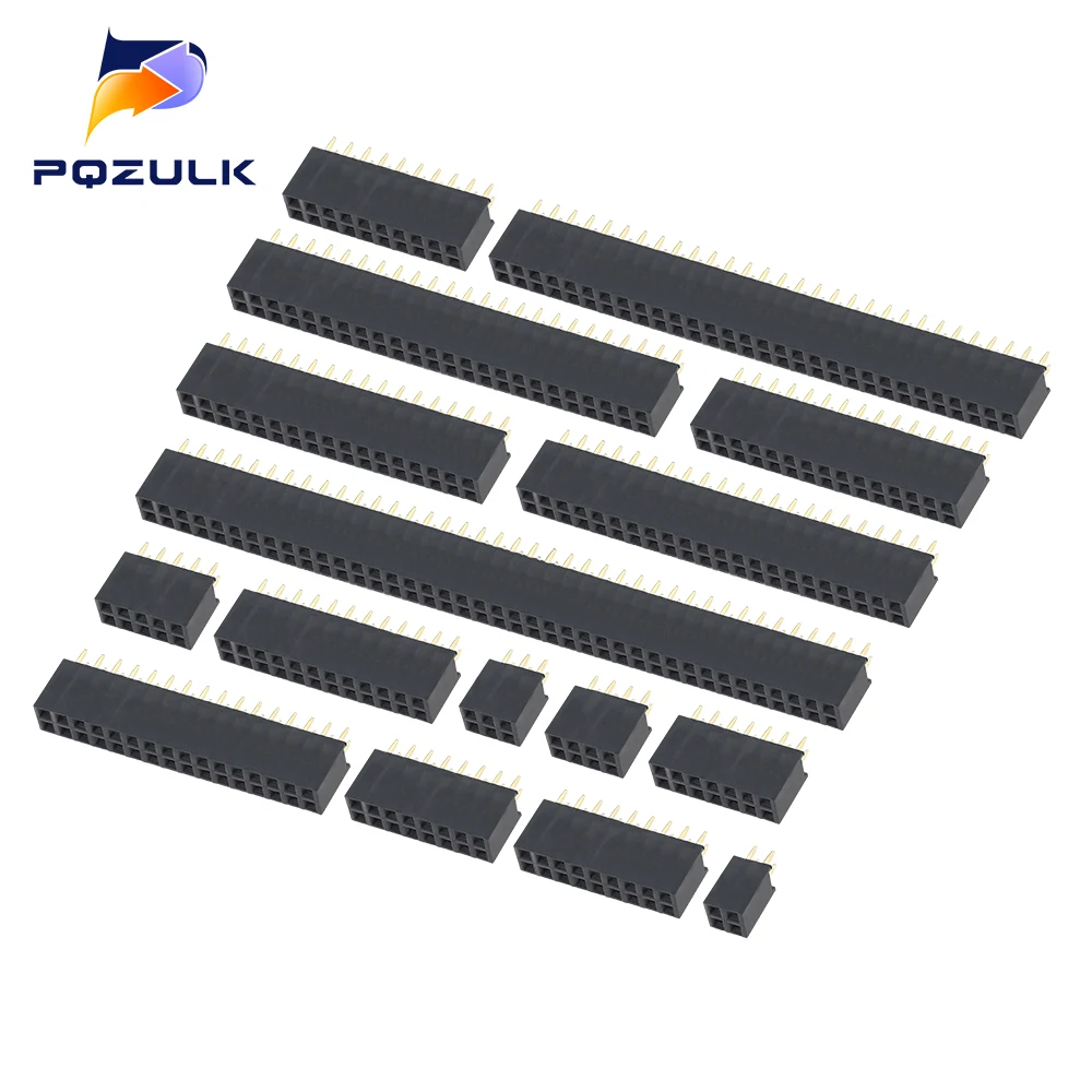 10PCS 2.54mm Double Row Female 2~40P Breakaway PCB Board Pin Header Socket Connector Pinheader 2*2/3/4/6/10/12/16/20/40Pin