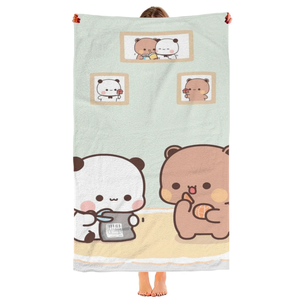 One Two Bubu Little Bear Beach Towel  Poncho Bathing Towels Cover-ups Quick Dry Sand Free Yoga Spa Gym Pool