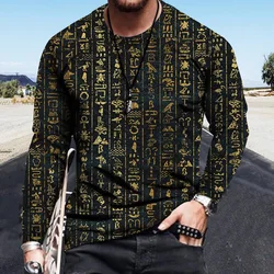 New Egyptian Hieroglyphs T-Shirts 3D Printed Men's Woman Vintage Long Sleeve T Shirt Oversized Pullovers Kids Tees Tops Clothing