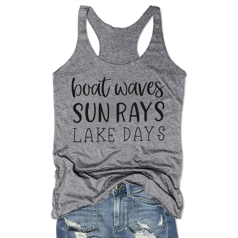 

Summer Tank Top Women Gifts Boat Lake Days Top for Her Cute Lake Clothes for Mom Summer Tanks for Women M