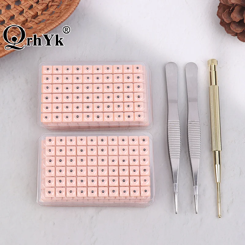 4 In 1 Set Multi-Condition Ear Seeds Acupuncture Auricular Sticker Kit 600pcs With Acupressure Chart Tweezer Auricular Probe