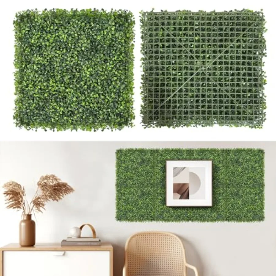 

Искусственные панели для стены из искусственной травы, 12 штук, 20x20 дюймов, панели из кустарника подснежника с 100 стяжками для декоративных ограждений внутри и снаружи помещений