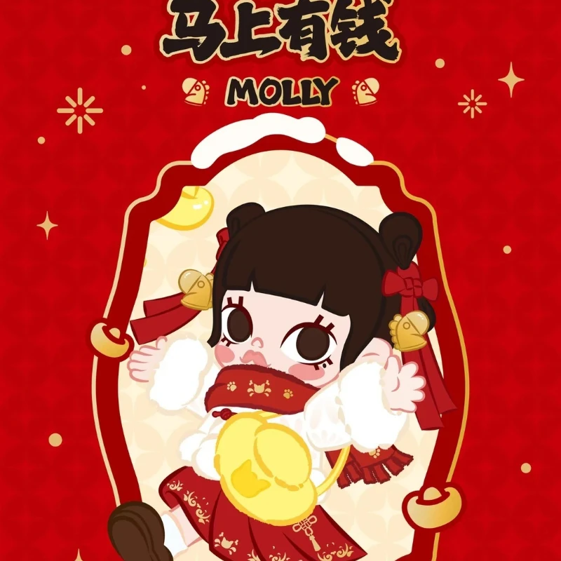 

POP MART MOLLY Money Series масштаб 1/8, экшн-фигурка, кукла, креативная и очаровательная коллекционная праздничная подарочная декоративная подставка