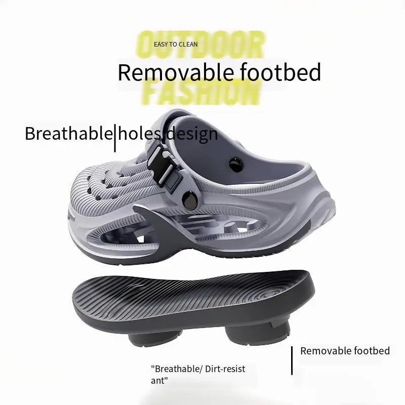 Herren Clogs in großen Größen 38-45, hohle, dicke Sohle, rutschfeste Plateau-Sandalen für den Sommer, Wading-Strandschuhe, lässige Outdoor-Sandalen für Männer – Detail 8