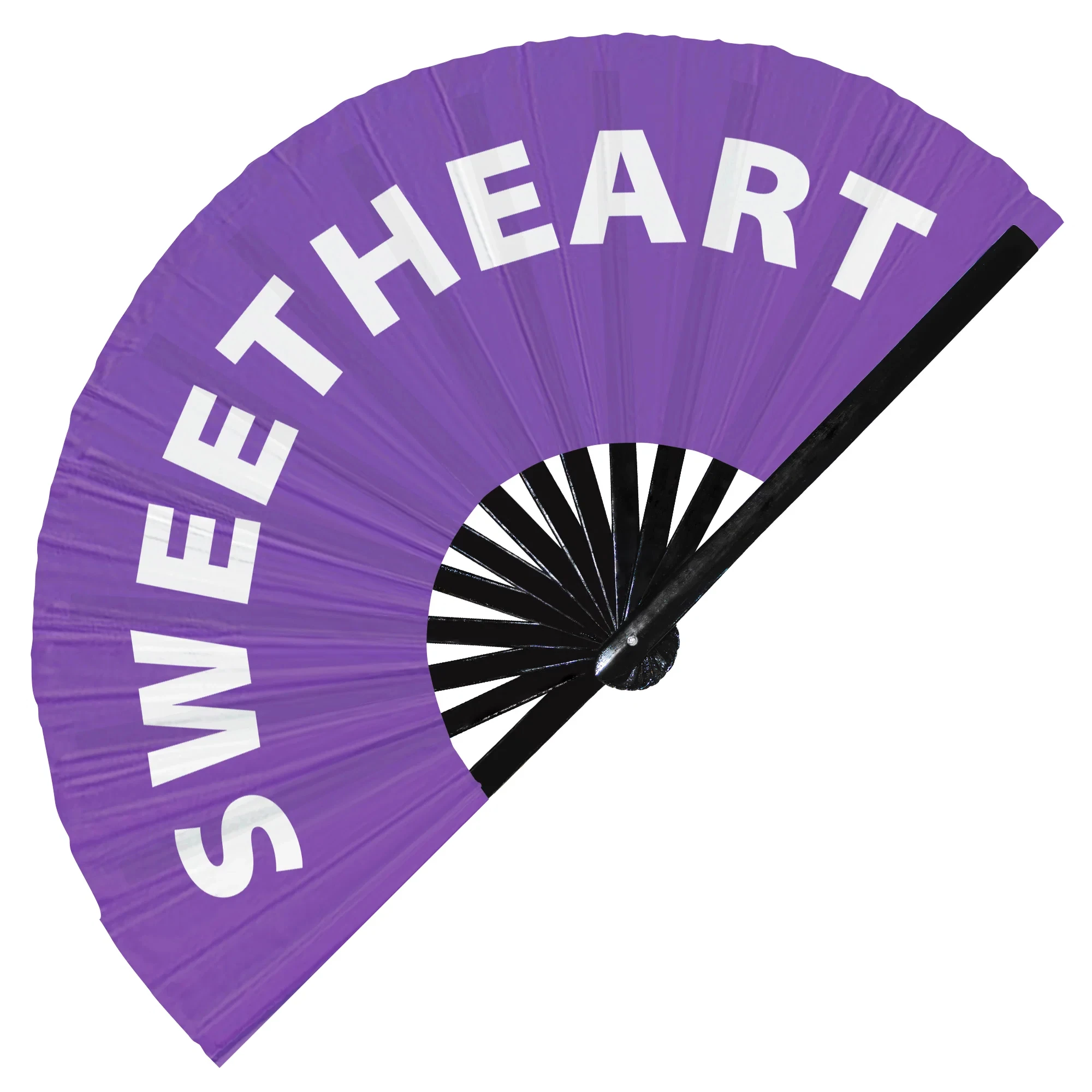 Sweet Heart Folding Hand Fan,Bamboo Foldable Hand Fan for Boots on The Ground, Halloween, Dancing. Music Festival, Carnival, EDM