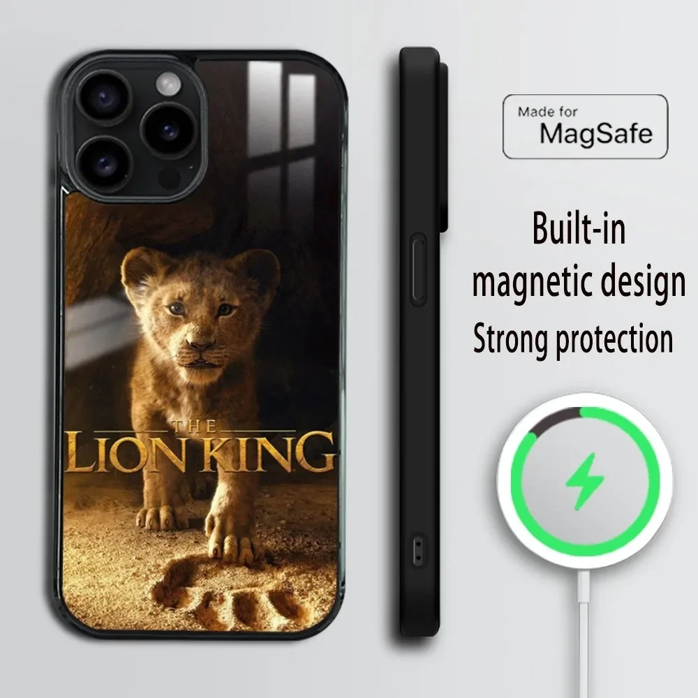 L-Lions-K-Kings Simba Cartoon Phone Case For iPhone 16 15 14 13 12 11 Pro Max Plus Mini Magsafe Mirror Wireless Magnetic Cover