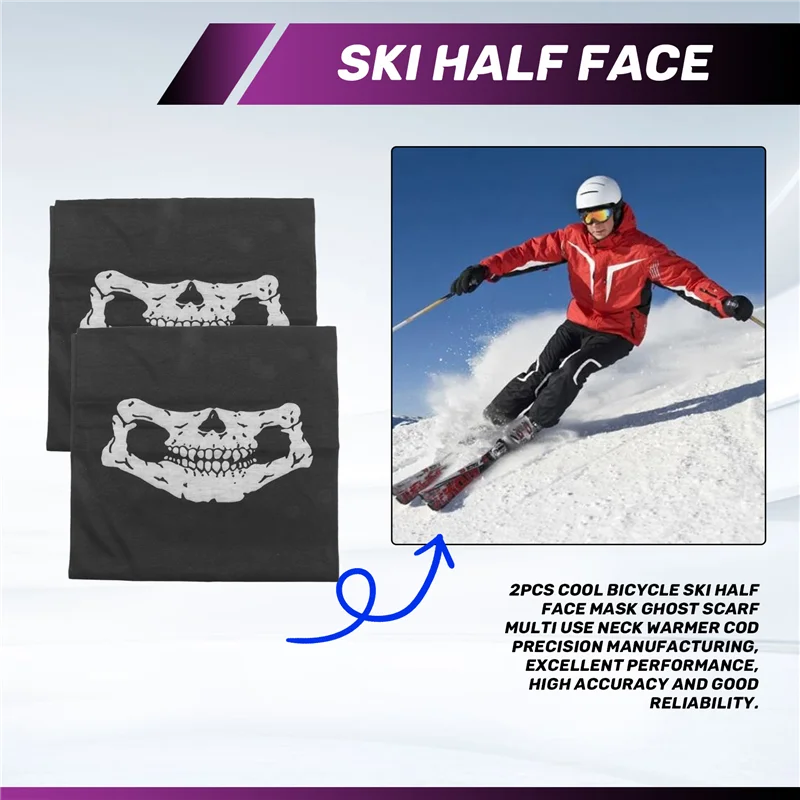 

New Hot 2PCS Cool Bicycle Ski Half Face Mask Ghost Scarf Multi Use Neck Warmer COD