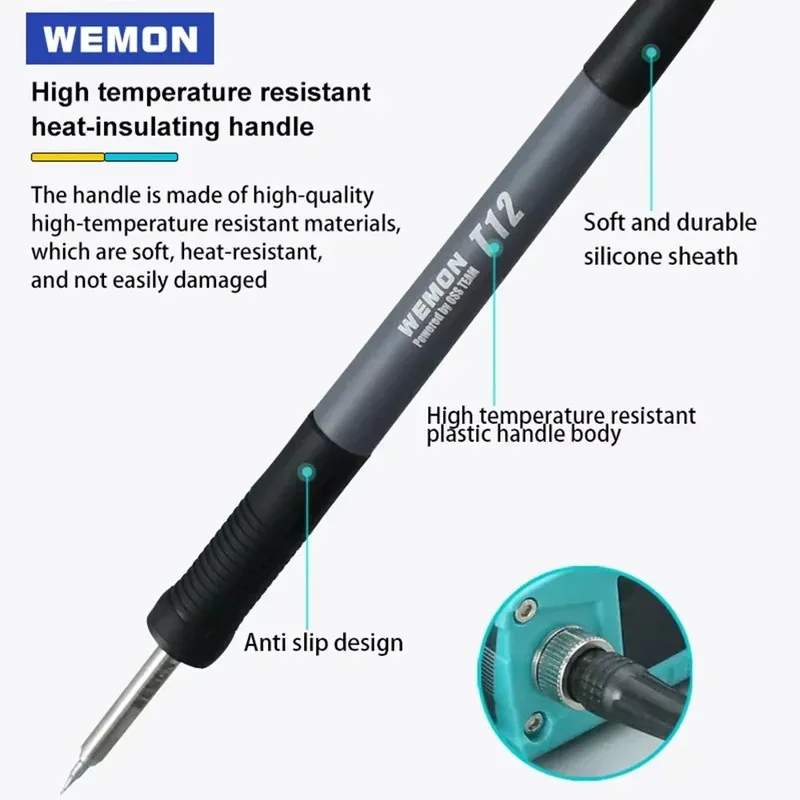 

WEMON T12 Pro Soldering Station 75W Digital Display 100-480℃ Intelligent Control T12-BLS Tips for PCB Precision Welding Repair