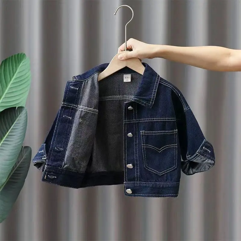 Boys' Denim Coat Spring and Autumn 2023 New Korean Version Girls' Denim Coat Children's Jacket Cloth Kids Denim Jacket 2 4 6 8 Y