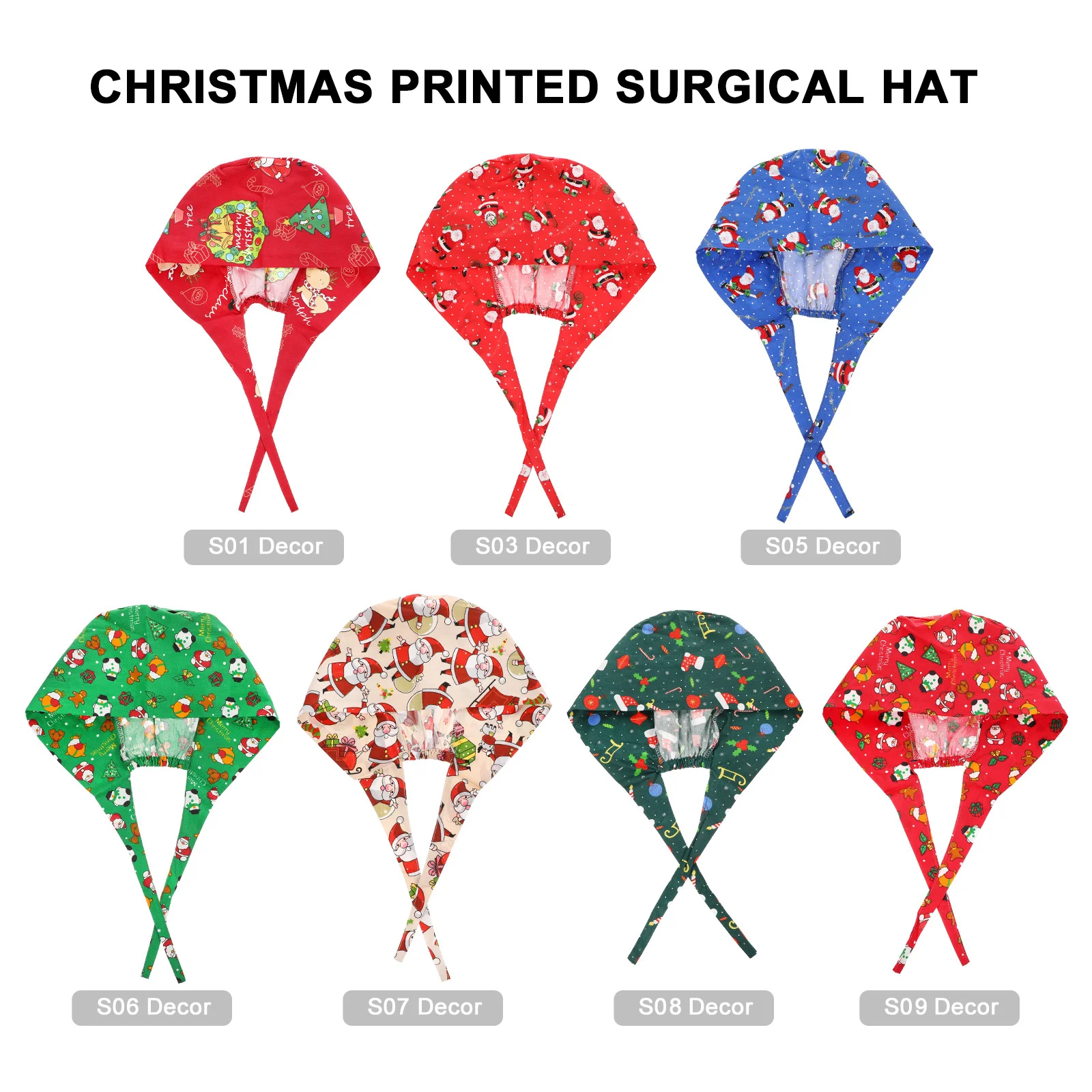 Christmas Operating Cap Work Surgical Working Hair Accessory Cotton Printed Hat Men and Women