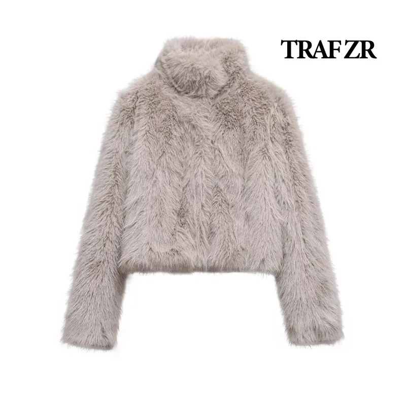 TRAF ZR Padded Coat American Retro Faux Fur Snow Parka New in Outerwears Warm Woman Winter Coats Elegant Luxury Women's Coat