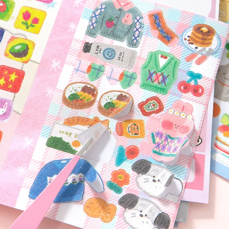 30 ورقة كتاب ملصقات Kawaii Ins الكورية نمط لطيف الكرتون ملصقات الزخرفية رومانسية DIY كتيب القصاصات اللوازم المدرسية
