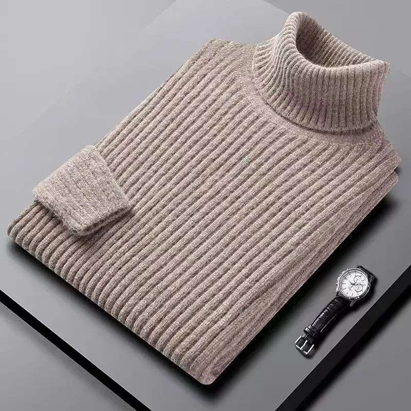 2025 Men's High-Neck Sweaters For Autumn And Winter Stylishly Fitted Thick And Warm As a Base Layer Shirt