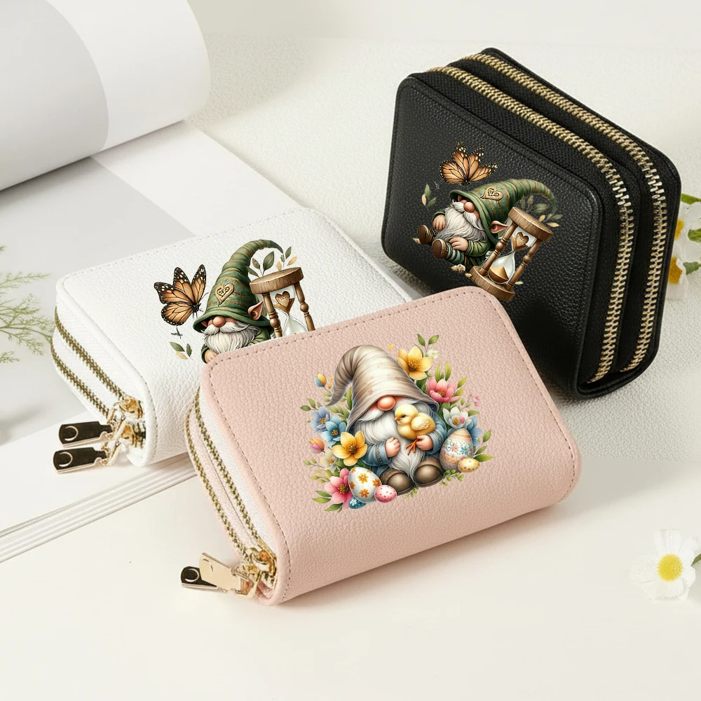 Gnome Featuring a Dwarfs Double Zipper Wallet Lychee Pattern Fashion Short Credit Card Holder with Large Capacity Coin Purse – Detail 1