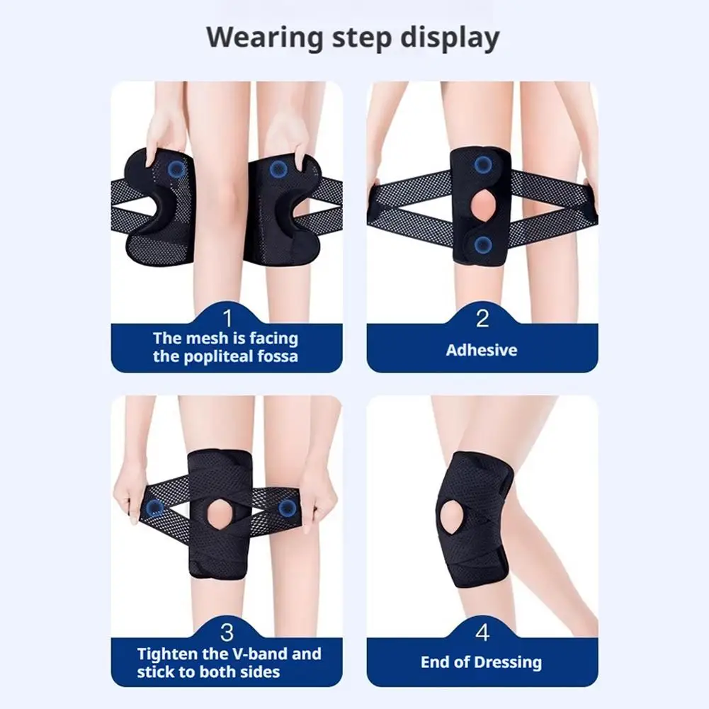 Knieschützer, Kniebandage, Stützwickel, Arthritis, Verletzungen, Erholung, atmungsaktive Kniestütze, Knieschoner mit seitlichen Stabilisatoren – Detail 10