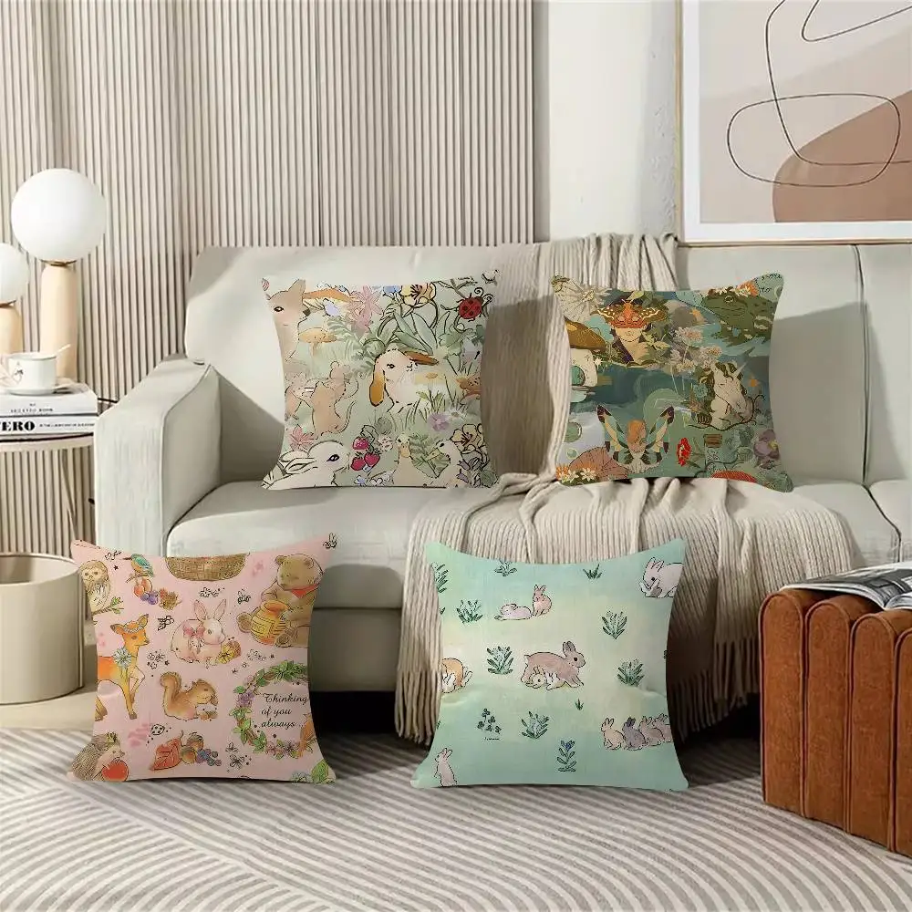 

Wildflower Wild Grassland Deer Duck Pillow Gift Home Office Decoration Bedroom Sofa Car Cushion Cover Case 45x45