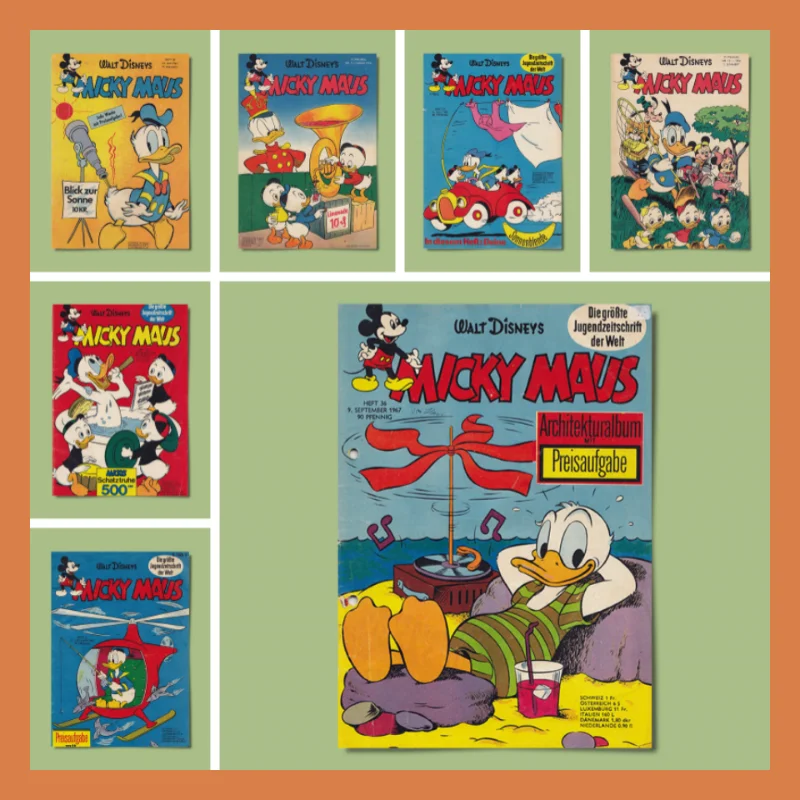 Disney A4 American Retro Cartoon Poster Donald Duck Mickey Mouse Student Desktop Bookshelf Bedroom Decoration Material Stickers