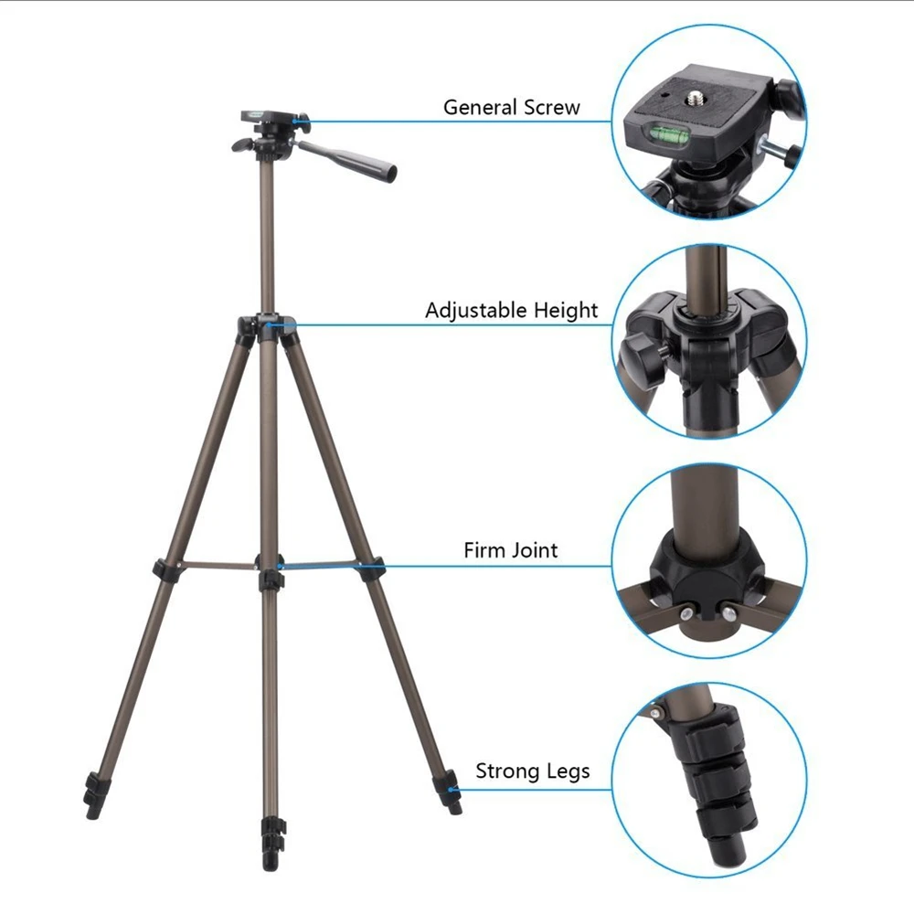 50-Inch Lightweight Tripod with Bag Bluetooth shutter for iPhone Samsung xiaomi huawei HTC LG Android & ios Video photographing