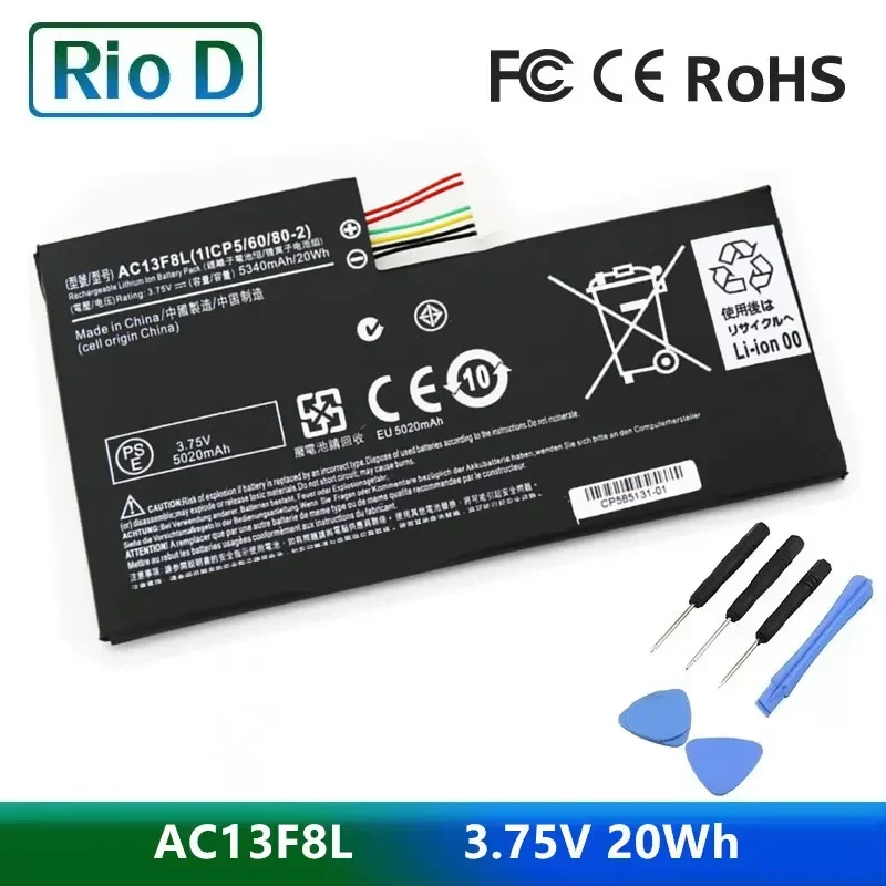 NEW  AC13F8L  3.75V 20Wh AC13F3L Laptop Battery For ACER Iconia Tab W4 A1-810 A1-811 A1-A810 W4-820 W4-820P