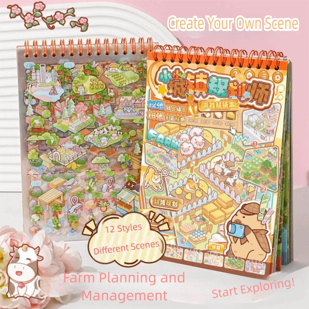 

Capybara Miniature Scene Collection Decompression Visual Stacking 3D Pocket Cabin Scene Stickers PET DIY Toy Game Stickers