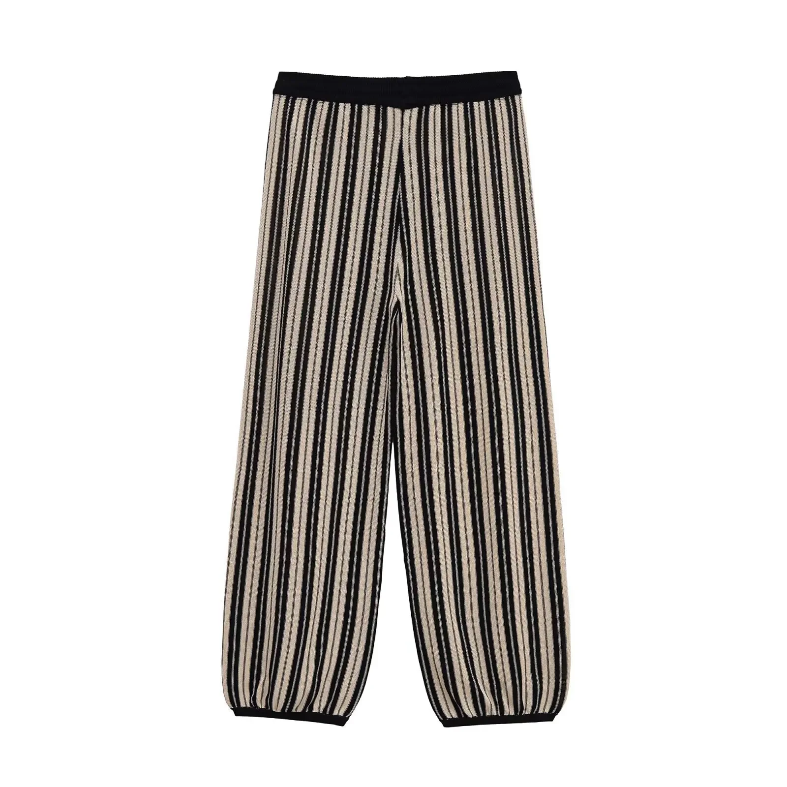 

Striped Linen Blended Casual Pants Striped Harem Pants for Women Flowy Baggy Boho Pants Drawstring Wide Leg Trousers