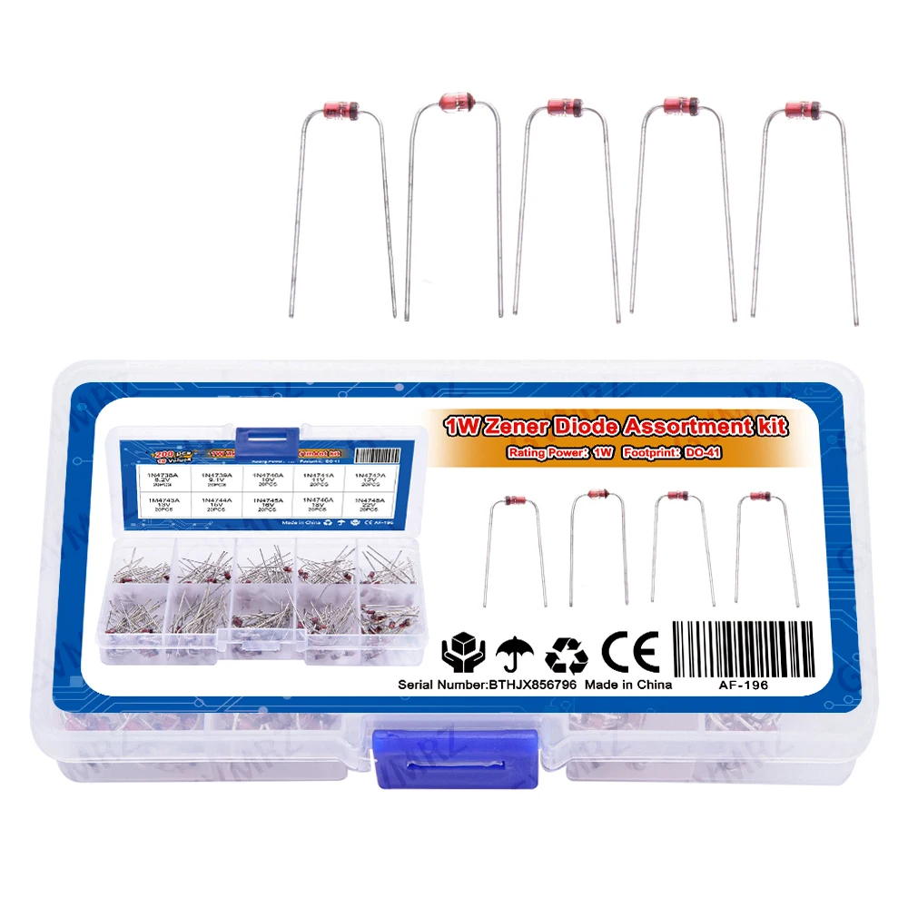 10Values*20PCS 8.2V 9.1V 10V 11V 8.2V~22V Zener Diode Assortment diy kit Electronic set pack 12V 13V 15V 16V 18V 22V