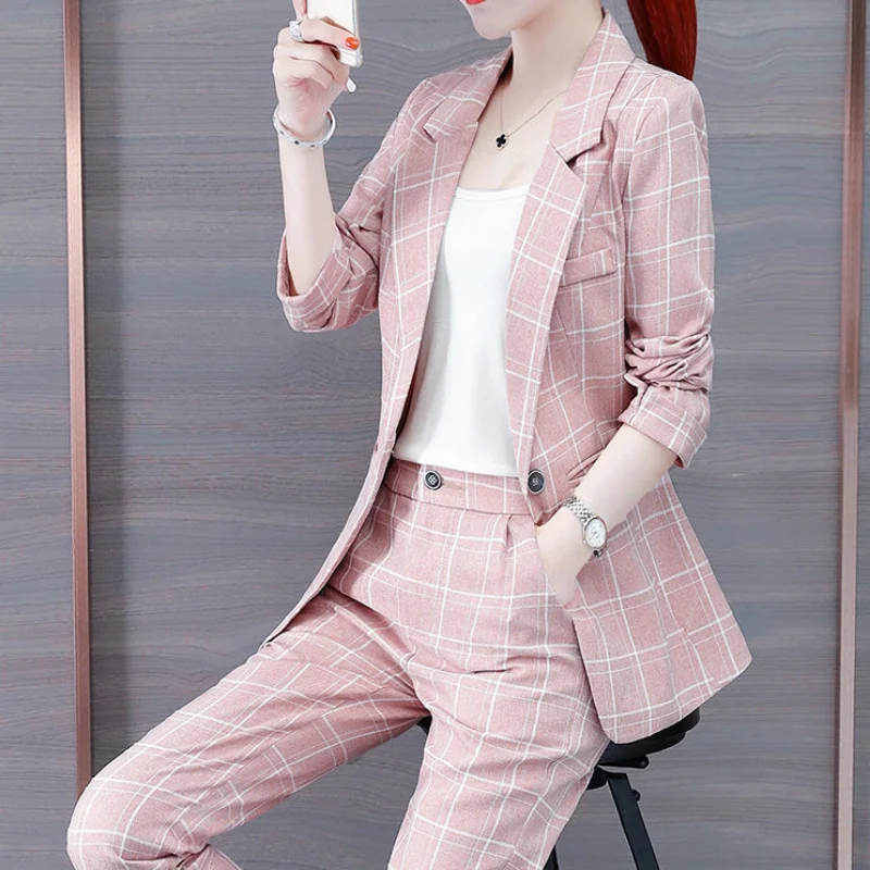 Trouser Suit Top and Outfit Blazer Two Piece Set Pants for Women Cotton Womens 2 Pant Sets Pink Classy Promotion Xxl Clothing D