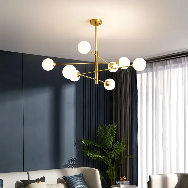 Imagem -03 - Modern Glass Ball Led Teto Lustre Black Gold Luminária Quarto Living Sala de Jantar Mesa Pendant Lamp Lusters Luminária Iluminação