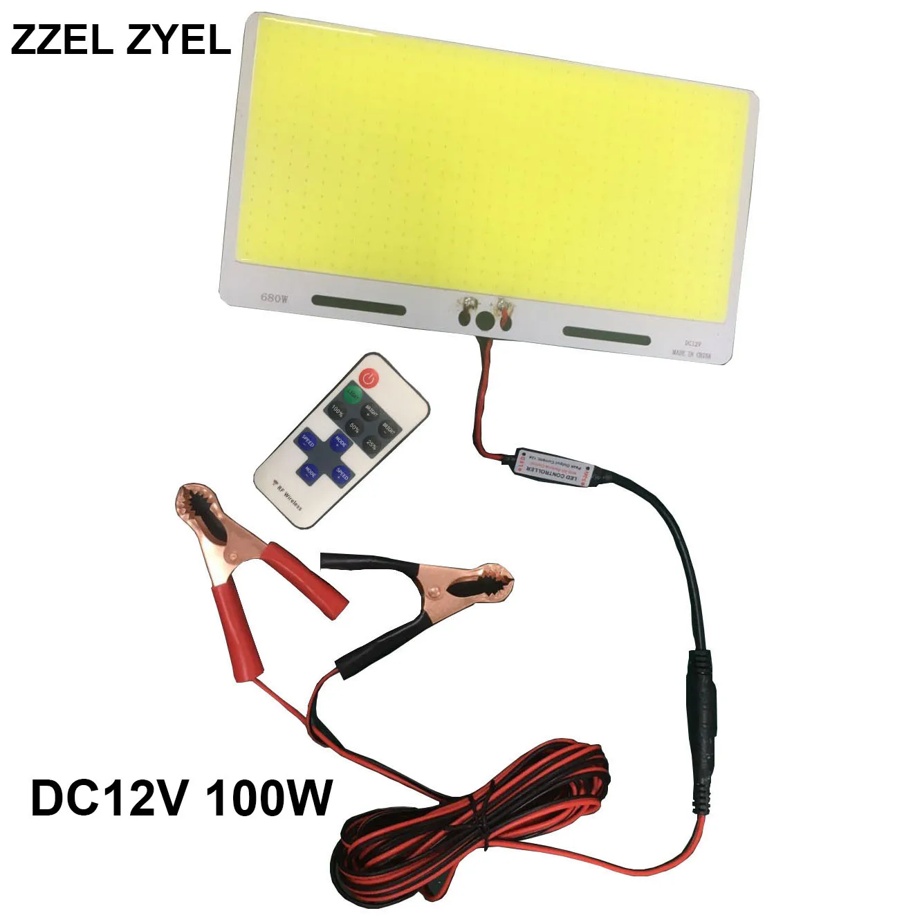 100W LED Camp Light DC12V with Remote Controller Magnet Holder Outdoor Fishing Lamp