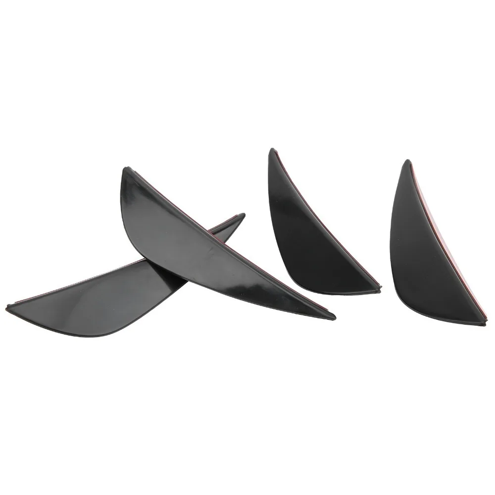 4PCS Neat PVC Front Bumper Air Fin Black Universal Bumper Spoiler Diffuser Front Bumper Lip Exterior Styling Refit