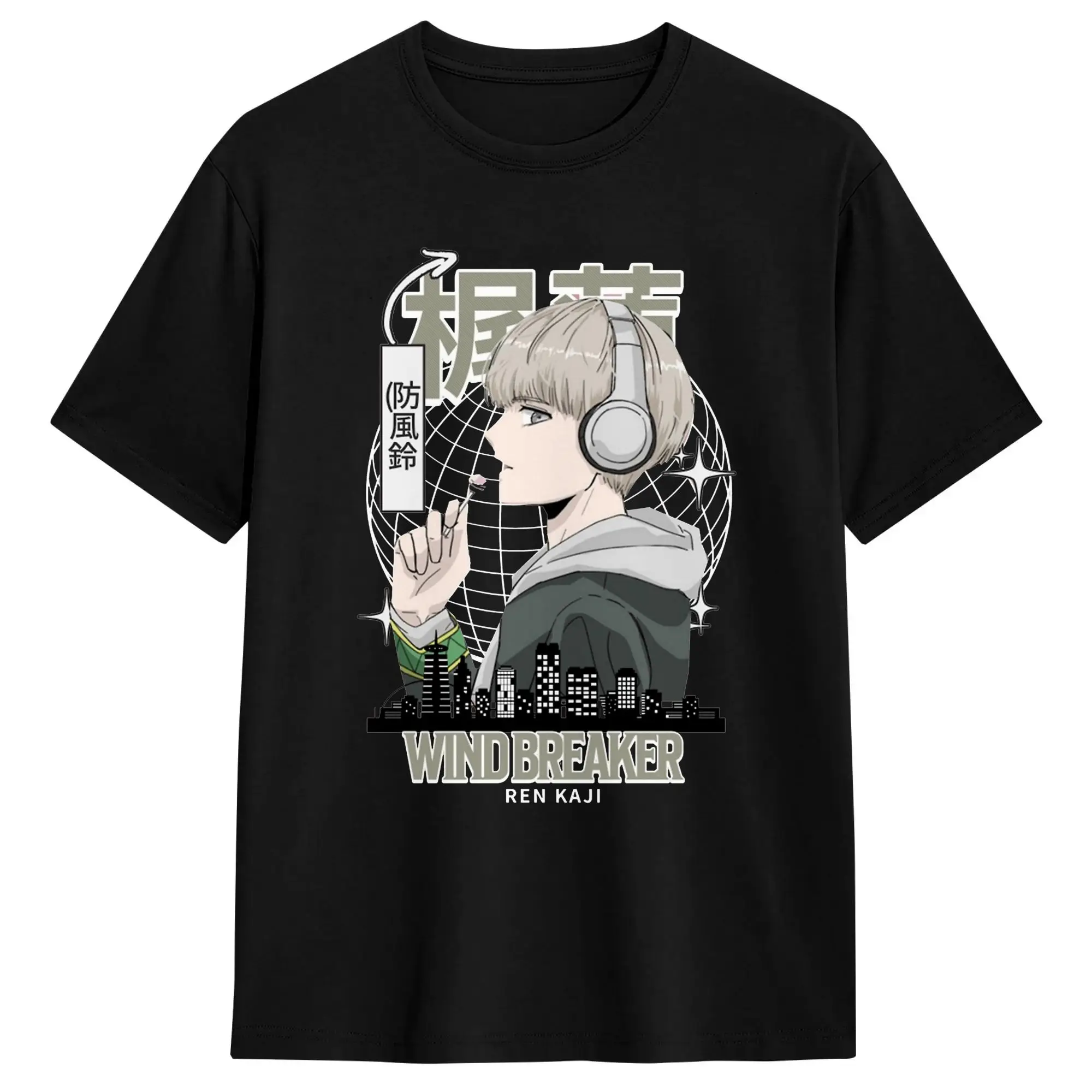 Wind Breaker Men's T Shirt Ren Kaji Novelty Tee Shirt Short Sleeve Crewneck T-Shirts Cotton Birthday Gift Clothing
