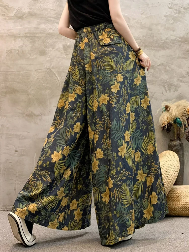 Max LuLu Fashion Fall Jeans 2024 Womens Printed Loose Denim Wide Leg Pants Females Luxury Floral Trousers Classic Casual Clothes