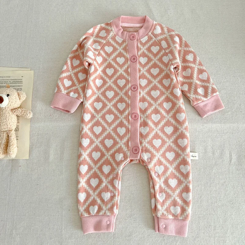 Autumn Baby Jumpsuit Cute Print Knitting Romper for Boys Girls Vintage Sweater One-Pieces Onesie Newborn Clothes Infant Outfit